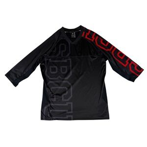 Specialized MTB Jersey Mens Medium Black Red 3/4 Sleeve Relaxed Fit SBCU Graphic